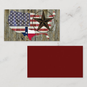 Texas Lone Star Statlig flagga Karta Visitkort