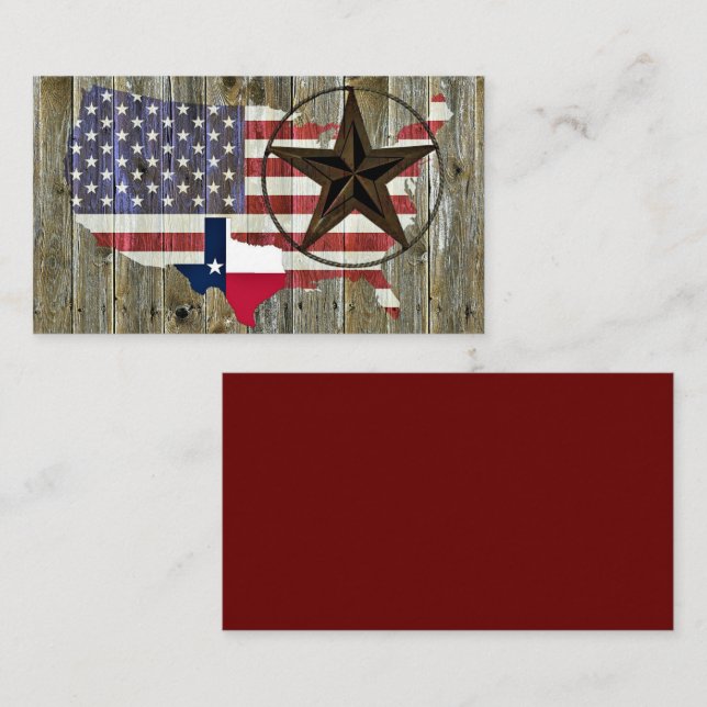 Texas Lone Star Statlig flagga Karta Visitkort (Fram/baksida)