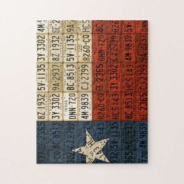 Texas: Lone Star Statlig flagga License Plate Art Pussel (Vertikal)