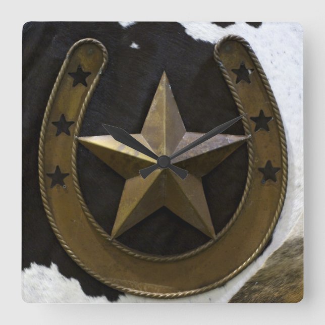 Texas Lone Star Wall Clock Fyrkantig Klocka (Framsida)