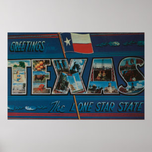 Texas (Lone-Stjärna flagga) stora brevplatser Poster