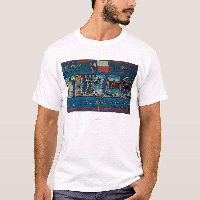 Texas (Lone-Stjärna flagga) stora brevplatser Tee (Framsida)