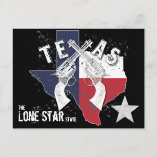 Texas: Long Star State Crossed Pistols Souvenir Vykort