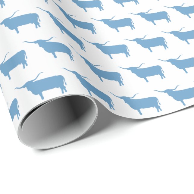 Texas, Longhorn, blå symboler Presentpapper (Rullad Hörn)