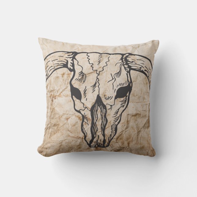 Texas Longhorn Bull Skull Kudde (Framsida)