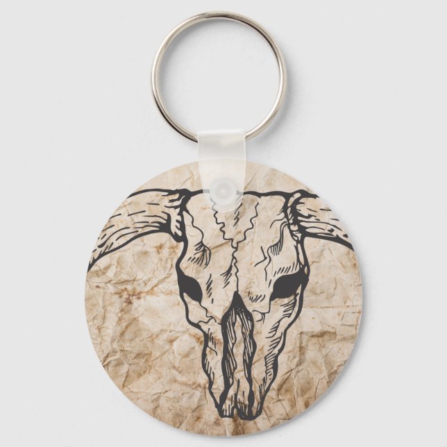 Texas Longhorn Bull Skull Nyckelring (Framsida)