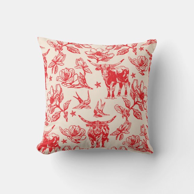 Texas Longhorn Cattle Bull Pattern Pillow Gifts Kudde (Framsida)