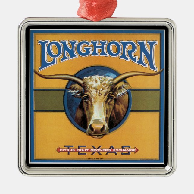 Texas Longhorn Cattle Julgransprydnad Metall (Framsidan)