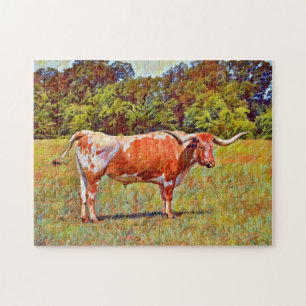 Texas Longhorn Cow Art Puzzle Pussel
