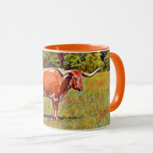 Texas Longhorn Cow Orange Art Mugg Kopp