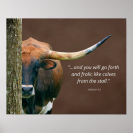 Texas Longhorn Cow Poster - Anpassade Wording
