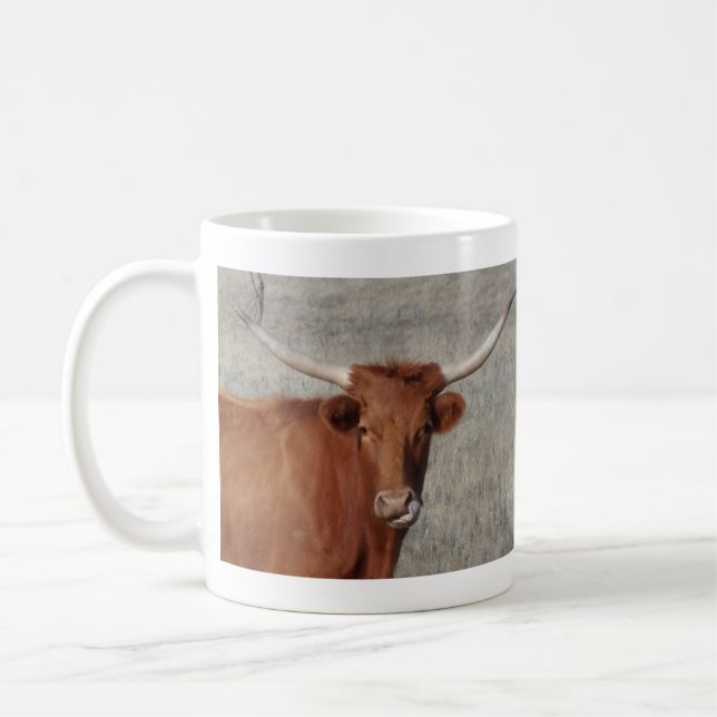 Texas Longhorn Cow Slickar hennes Nose Coffee Mugg (Vänster)