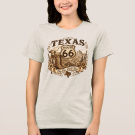 Texas Longhorn Cowboy Stövlar Route 66 Retro Sepia T Shirt