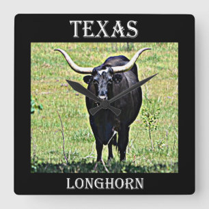 Texas Longhorn Fyrkantig Klocka