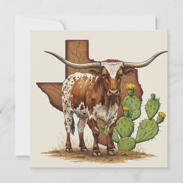 Texas Longhorn Greeting Card Julkort (Framsida)