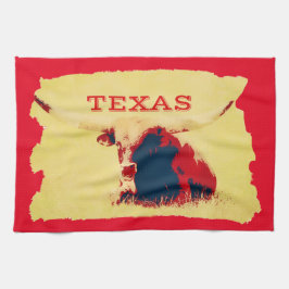 Texas Longhorn Guld och Red Kitchen Towel Kökshandduk