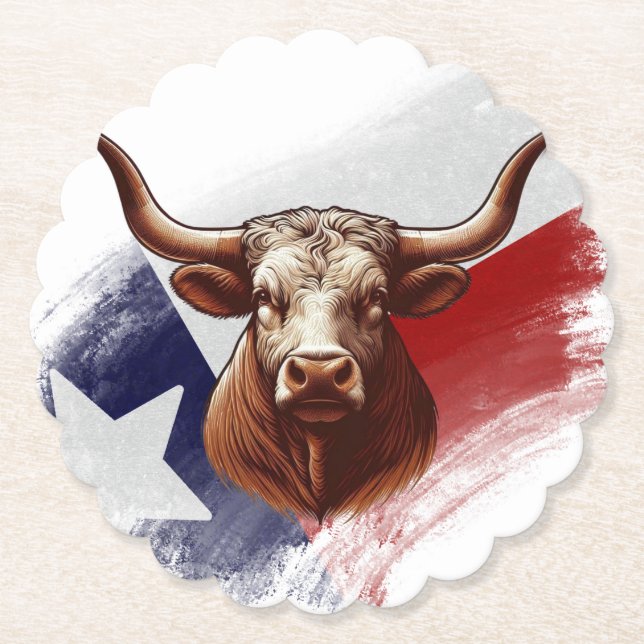Texas longhorn ko underlägg papper (Framsida)