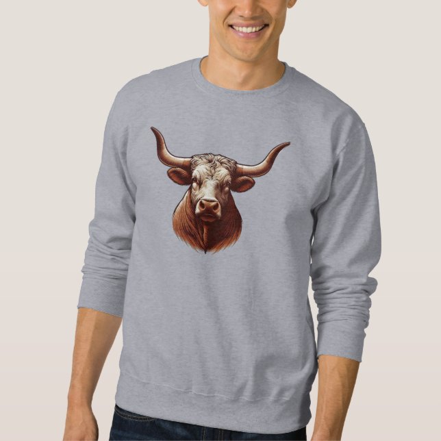 Texas Longhorn Lång Ärmad Tröja (Framsida)
