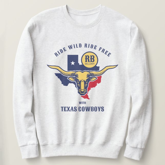 Texas Longhorn  Lång Ärmad Tröja (Design framsida)