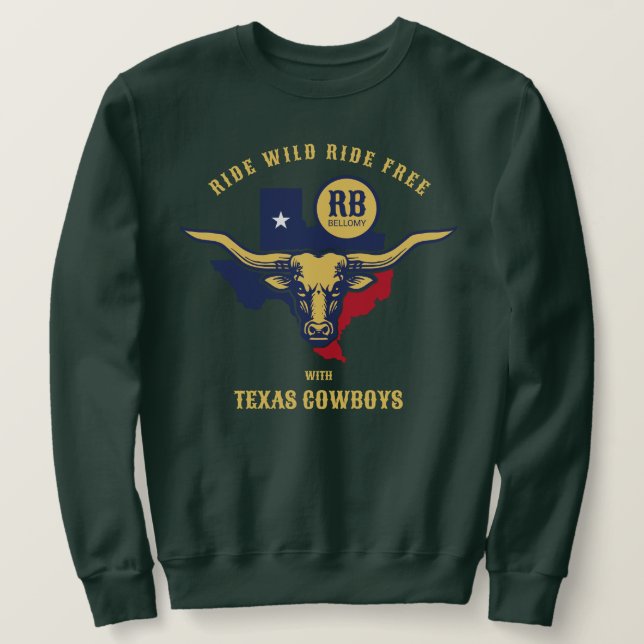 Texas Longhorn Lång Ärmad Tröja (Design framsida)