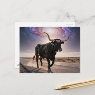 Texas Longhorn på motorvägen Vykort