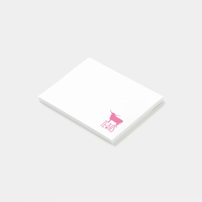 Texas, Longhorn, rosa Post-it Block (Vinklad)