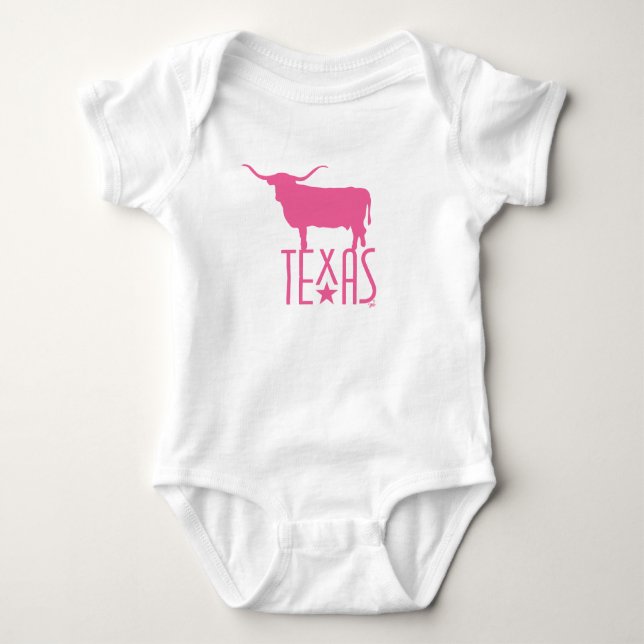 Texas, Longhorn, rosa T Shirt (Framsida)