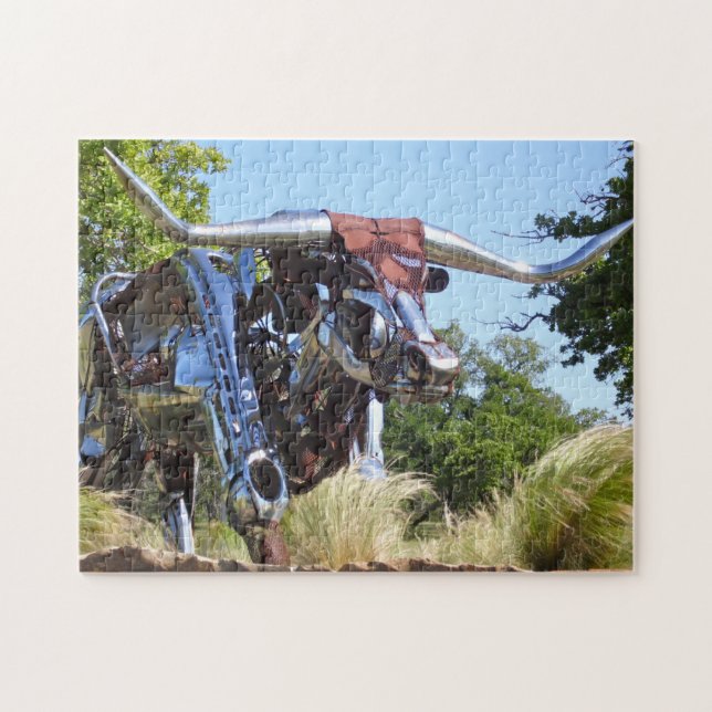 Texas Longhorn Skulptur . Pussel (Horisontell)
