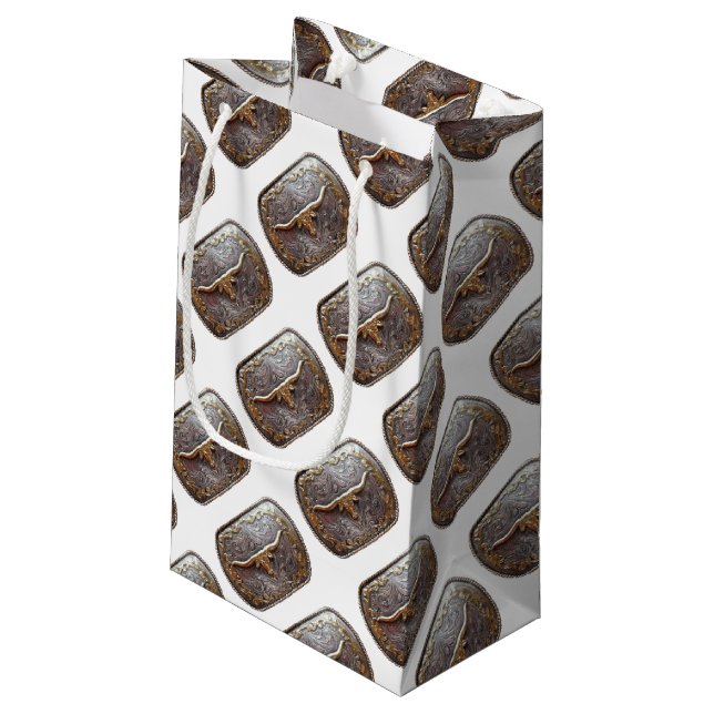 Texas Longhorn Steer Bälte Buckle Gift Bag (Baksidan Vinklad)