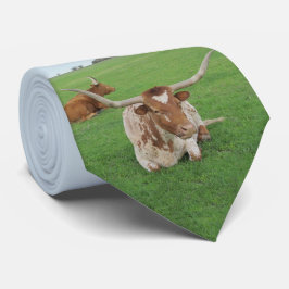 Texas Longhorn Steer in Fält Print on Necktie Slips