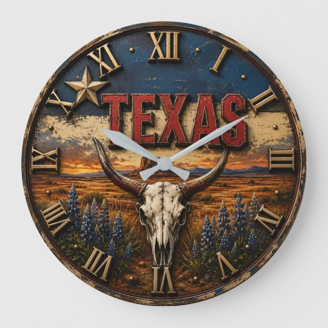 Texas Longhorn Stor Klocka (Framsida)