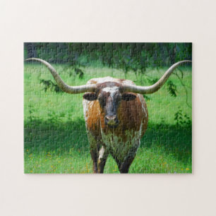 Texas Longhorn-stut på western ranch Pussel