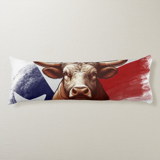 Texas longhorn & Texas flagga Kroppskudde (Framsidan)