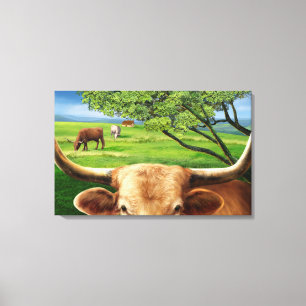 Texas Longhorn Wrapped Canvas