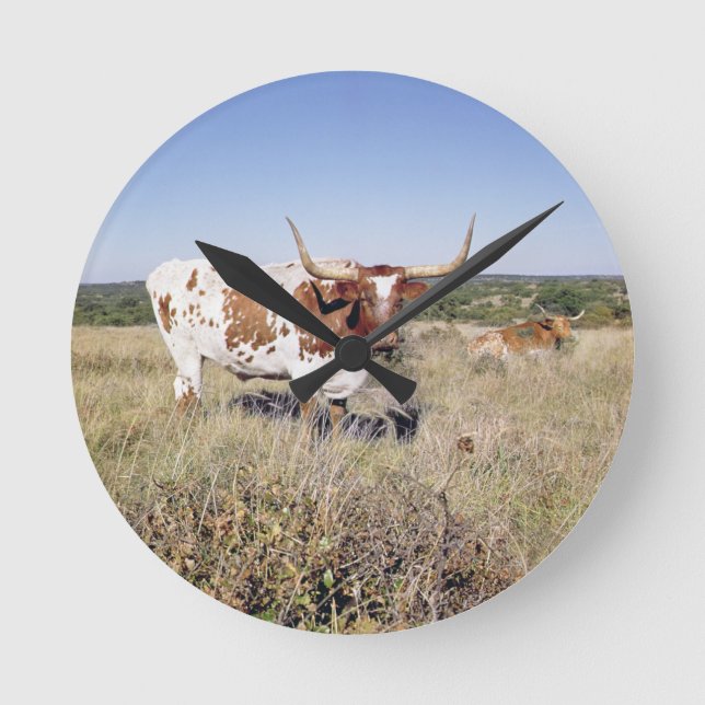 Texas Longhornavel (fotoet) Rund Klocka (Framsida)