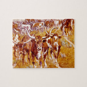 "Texas Longhorns", Olaf C.Seltzer_Great konstverk Pussel
