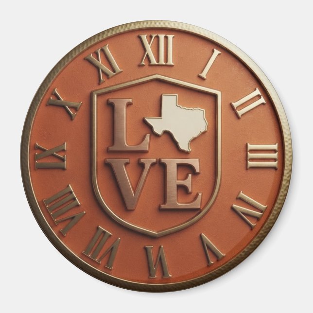 Texas Love Shield Orange Gold Magnet (Framsidan)