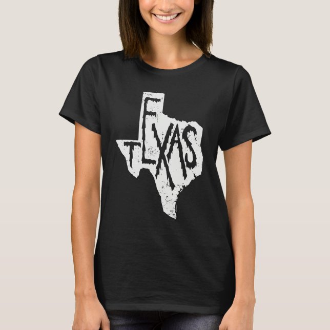 Texas Map Outline State of USA T Shirt (Framsida)