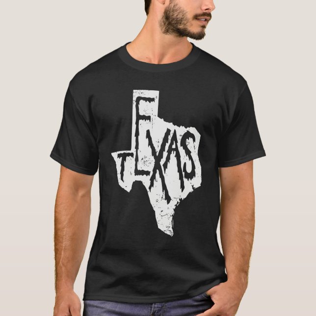 Texas Map Outline State of USA T Shirt (Framsida)