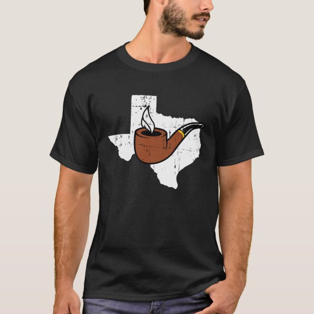 Texas Map Tobacco Pipe Smoking Hobby Briar Pipe Sm T Shirt (Framsida)