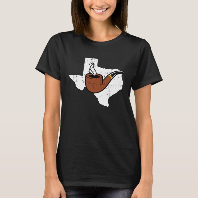 Texas Map Tobacco Pipe Smoking Hobby Briar Pipe Sm T Shirt (Framsida)