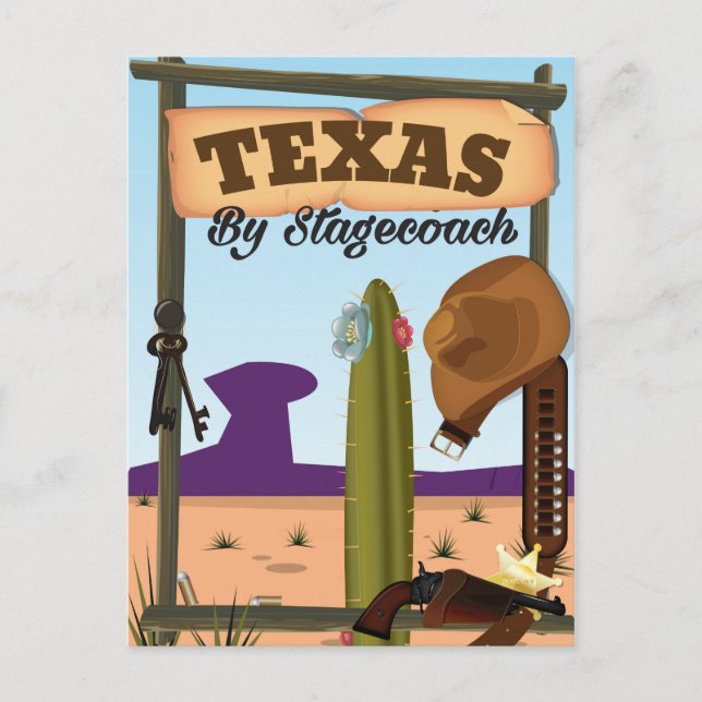 Texas med diligens vykort (Framsida)
