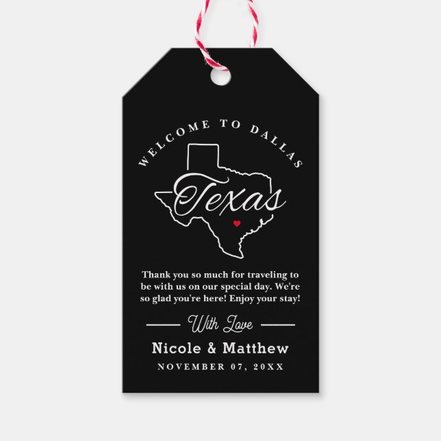 Texas Minimalist Bröllop Välkommen Presentetikett (Framsidan)