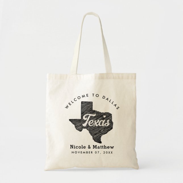 Texas Minimalist Bröllop Välkommen Tygkasse (Framsidan)
