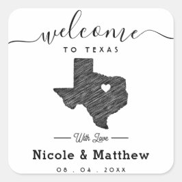 Texas Minimalist Texan Karta Bröllop Välkommen Fyrkantigt Klistermärke