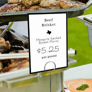 Texas Minimalistiskt Modern Food Namn Card Bordsnummer
