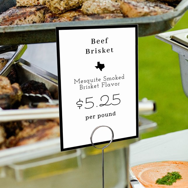 Texas Minimalistiskt Modern Food Namn Card Bordsnummer (Skapare uppladdad)