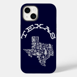 Texas Mobil Cover Navy Blue Hand Sketch Stil