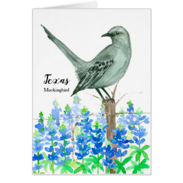 Texas Mockingbird Watercolor Blank Hälsningskort