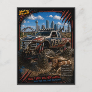 Texas Monster Truck Off Road Konst Vykort
